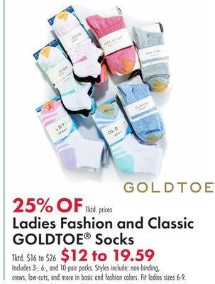 Boscov's Ladies fashion and classic goldtoe® socks offer