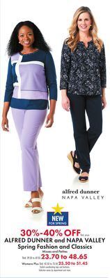 Boscov's Alfred dunner and napa valley spring fashion and classics offer