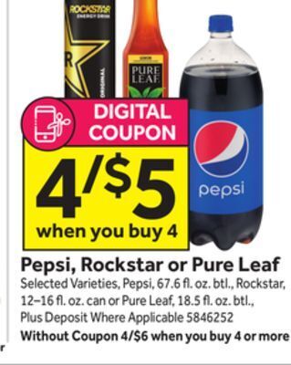 Stop&Shop Pepsi, rockstar or pure leaf offer