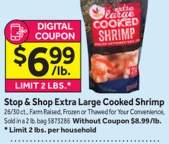 Stop&Shop Stop & shop extra large cooked shrimp offer