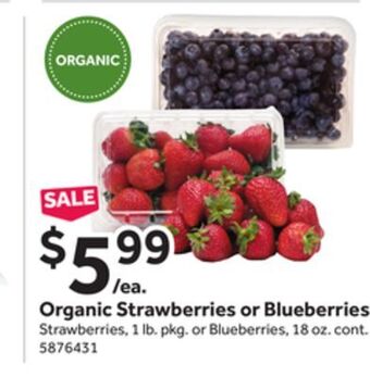 Stop&Shop Organic strawberries or blueberries offer