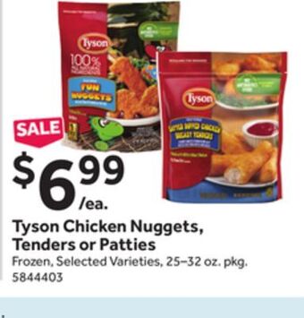 Stop&Shop Tyson chicken nuggets, tenders or patties offer
