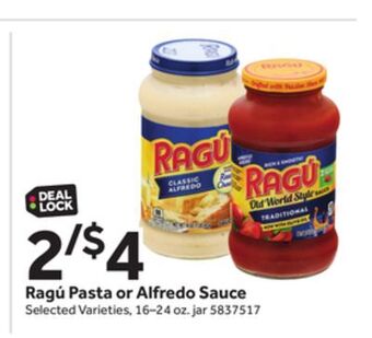 Stop&Shop Ragú pasta or alfredo sauce offer