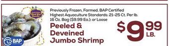 DeCicco & Sons Peeled & deveined jumbo shrimp offer