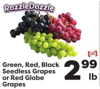 Weis Markets Green, red, black seedless grapes or red globe grapes offer