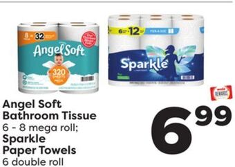 Weis Markets Angel soft bathroom tissue 6-8 mega roll sparkle paper towels 6 double roll offer