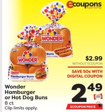 Weis Markets Wonder hamburger or hot dog buns offer