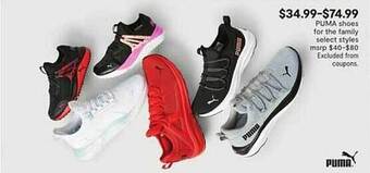 JC Penney Puma shoes for the family select styles offer