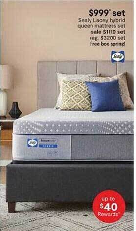 JC Penney Sealy lacey hybrid queen mattress set offer