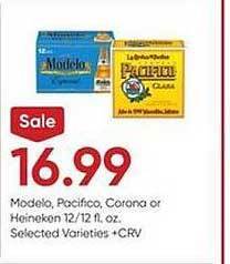 Stater Bros Modelo, pacifico, corona or heineken offer