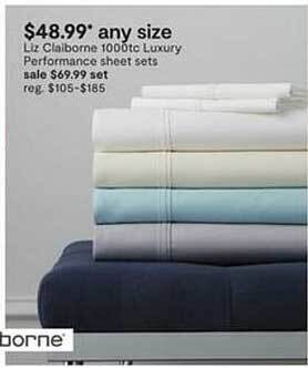 JC Penney Liz claiborne 1000tc luxury performance sheet sets offer