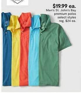 JC Penney Men's st john's bay premium polos select styles offer