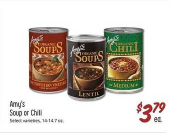 Sprouts Farmers Market Amy's soup or chili offer