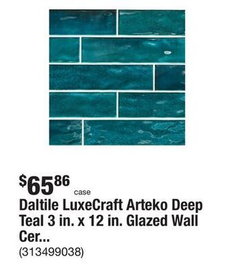 The Home Depot Daltile luxecraft arteko deep teal 3 in. x 12 in. glazed wall ceramic tile (12 sq. ft./case) offer