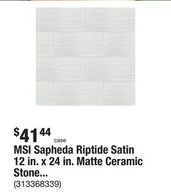 The Home Depot Msi sapheda riptide satin 12 in. x 24 in. matte ceramic stone look wall tile (16 sq. ft./case) offer