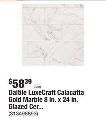 The Home Depot Daltile luxecraft calacatta gold marble 8 in. x 24 in. glazed ceramic wall tile (13.3 sq. ft./case) offer