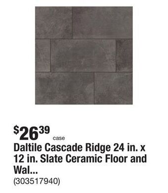 The Home Depot Daltile cascade ridge 24 in. x 12 in. slate ceramic floor and wall tile (15.04 sq. ft. / case) offer