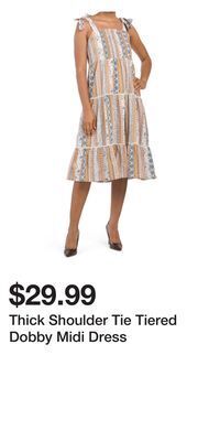 TJ Maxx Thick shoulder tie tiered dobby midi dress offer