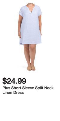 TJ Maxx Plus short sleeve split neck linen dress offer