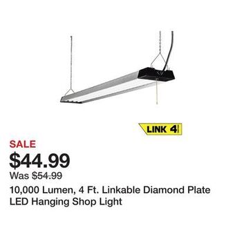 Harbor Freight Tools 10,000 lumen, 4 ft. linkable diamond plate led hanging shop light offer