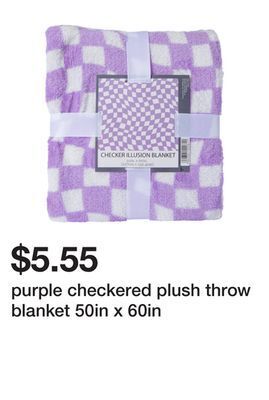Five Below Purple checkered plush throw blanket 50in x 60in offer