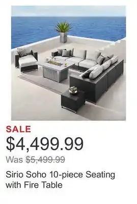 Costco Sirio soho 10-piece seating with fire table offer