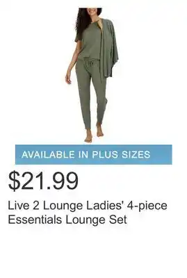 Costco Live 2 lounge ladies' 4-piece essentials lounge set offer