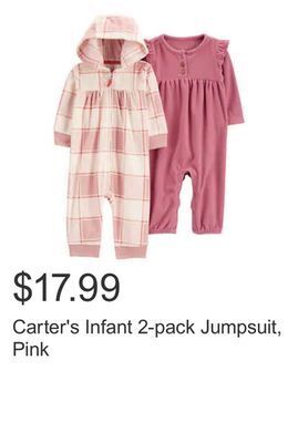 Costco Carter's infant 2-pack jumpsuit, pink offer