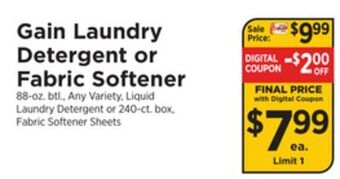 ShopRite Laundry detergent or fabric softener offer