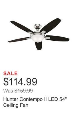 Costco Hunter contempo ii led 54" ceiling fan offer