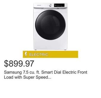 Costco Samsung 7.5 cu. ft. smart dial electric front load with super speed dry offer