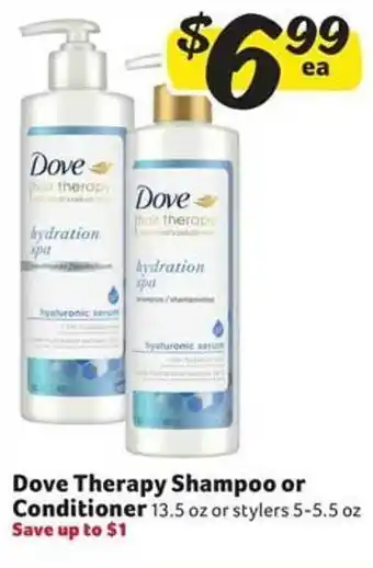 Harveys Supermarkets Dove therapy shampoo or conditioner offer