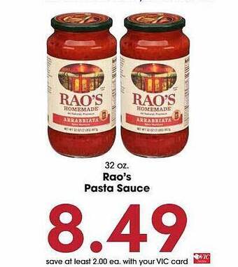 Harris Teeter Rao's pasta sauce offer