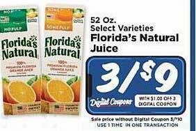 IGA Florida's natural juice offer