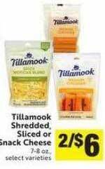 Save Mart Tillamook shredded, sliced or snack cheese offer