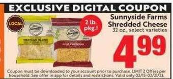 Save Mart Sunnyside farms shredded cheese offer