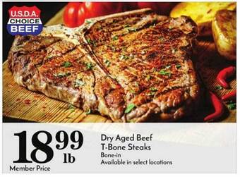 Pavilions Dry aged beef t-bone steaks offer