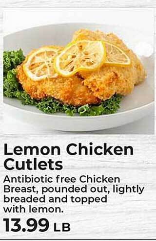 Sunset Foods Lemon chicken cutlets offer