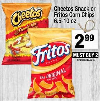 Super King Markets Cheetos snack or fritos corn chips offer
