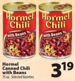 Hormel canned chili with beans