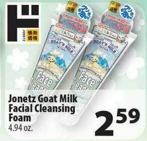 Times Supermarkets Jonetz goat milk facial cleansing foam offer