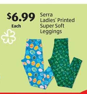 Aldi Serra ladies' printed super soft leggings offer