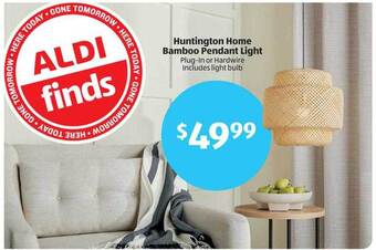 Aldi Huntington home bamboo pendant light offer