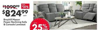 Big Lots Broyhill mason power reclining sofa & console loveseat offer