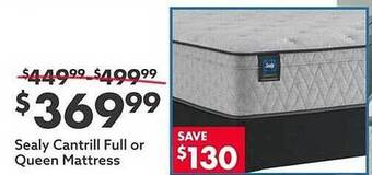 Big Lots Sealy cantrill full or queen mattress offer