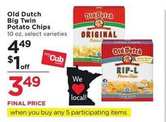 Cub Foods Old dutch big twin potato chips offer