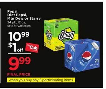 Cub Foods Pepsi, diet pepsi, mtn dew or starry offer