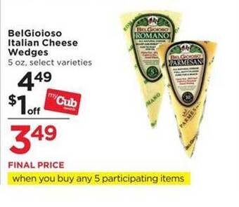 Cub Foods Belgioioso italian cheese wedges offer