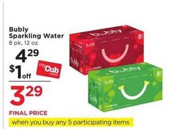 Cub Foods Bubly sparkling water offer