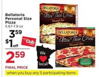 Cub Foods Bellatoria personal size pizza offer